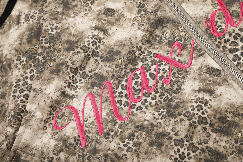 Hoodie mit Reißverschluss, Leopardenprint und Drei-Streifen-Detail