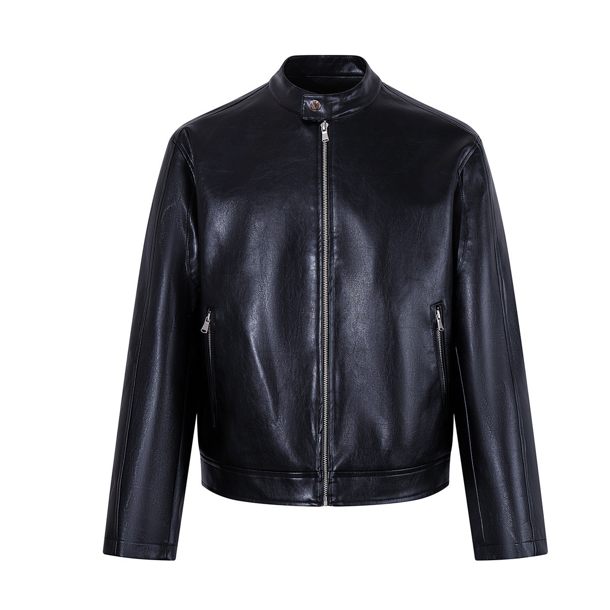Men's Black Faux Leather Moto Jacket – Relaxed Fit Biker Style