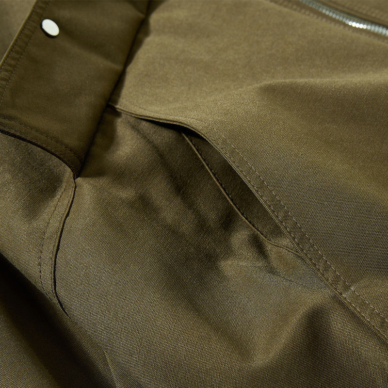 Reversible Oversized Bomber Jacket – Contrast Collar, Dual-Wear Workwear Style