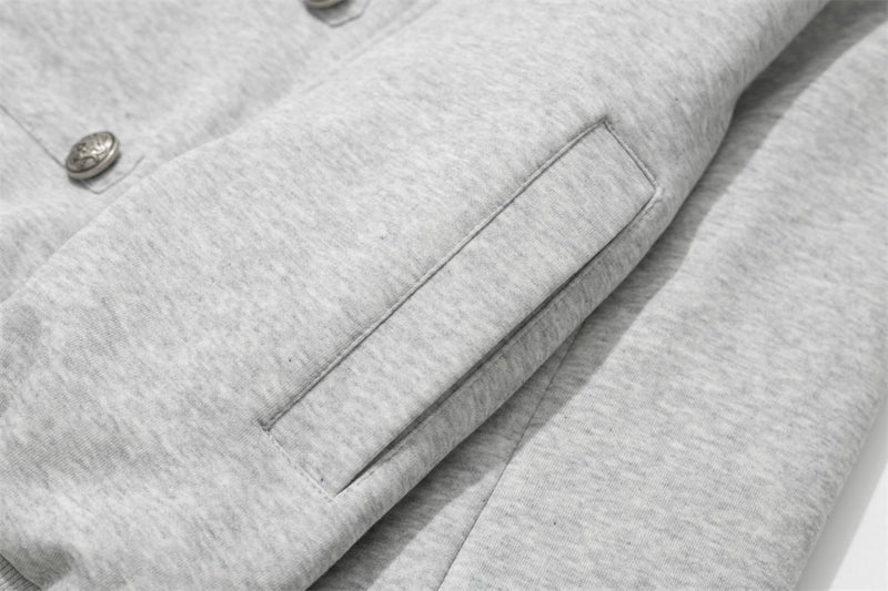 Men's Double-Breasted Stand-Collar Fleece-Lined Jacket