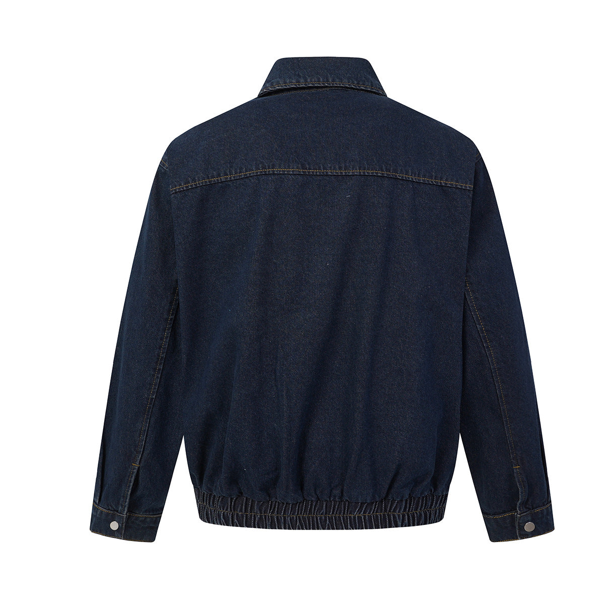 Veste bomber en denim indigo foncé – Coupe carrée oversize avec base élastiquée