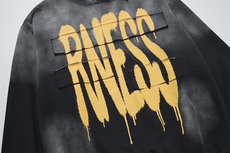 Graffiti Print Washed Distressed Oversized Hoodie