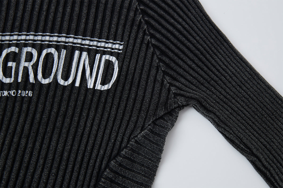 Underground Ribbed Crew Neck Sweater – Washed Slim-Fit Knit Top
