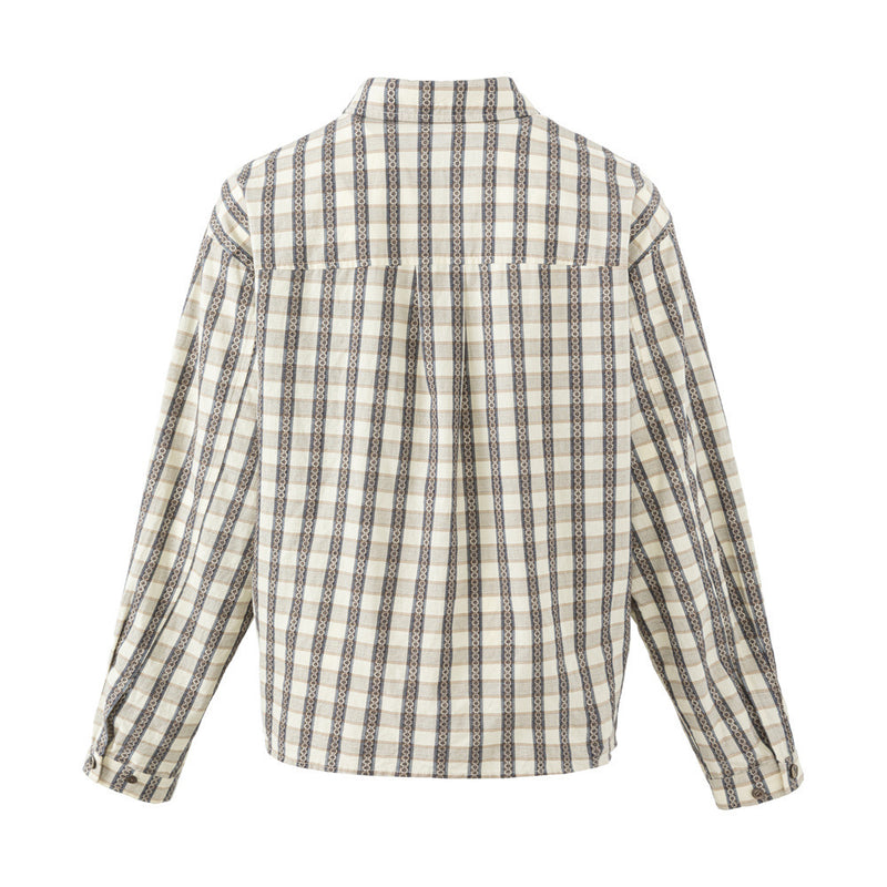 Oversized Plaid Long Sleeve Button-Up Shirt – Relaxed Fit Vintage Check