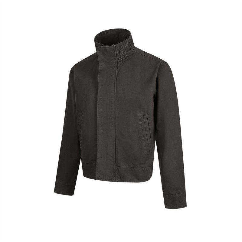 Men's Funnel-Neck Cropped Jacket – Solid Color Streetwear Harrington