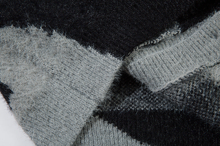 Gilet cardigan en maille jacquard papillon – Col V oversize, maille couple