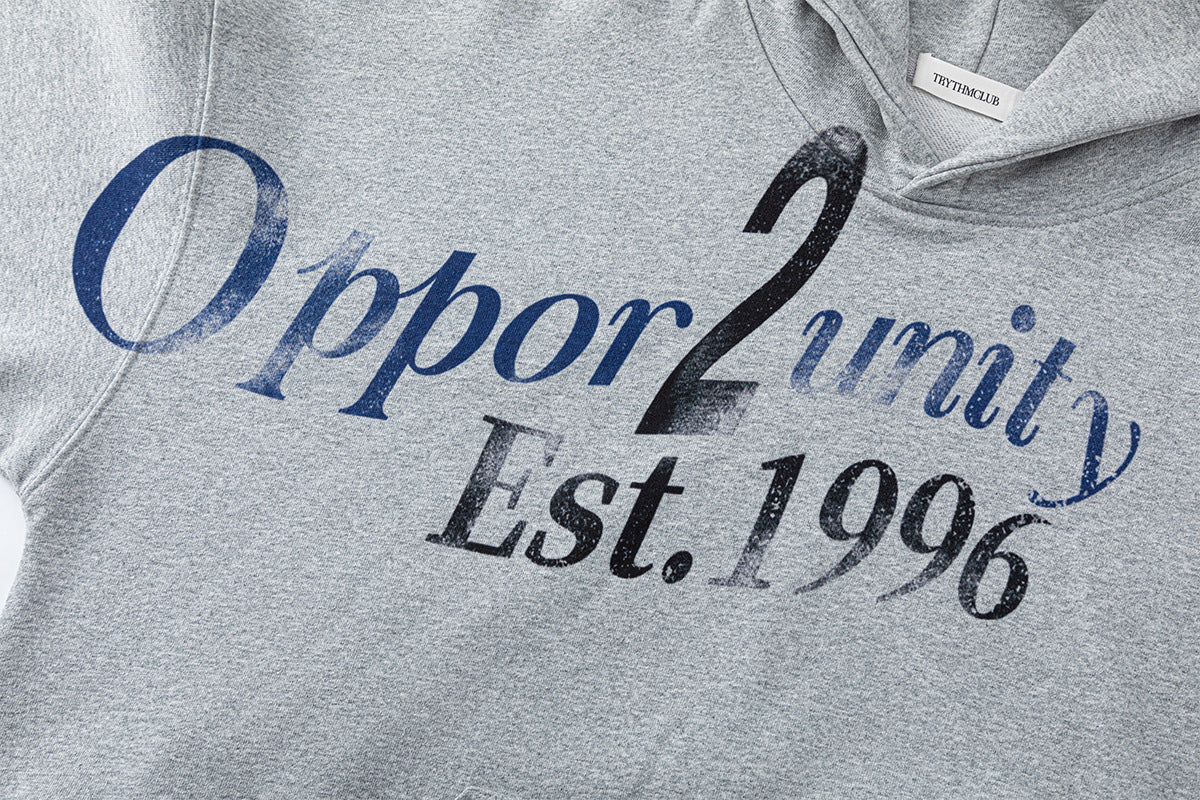 Hoodie à capuche Opportunity Est. 1996 – Motif graphique vintage américain, coupe oversize