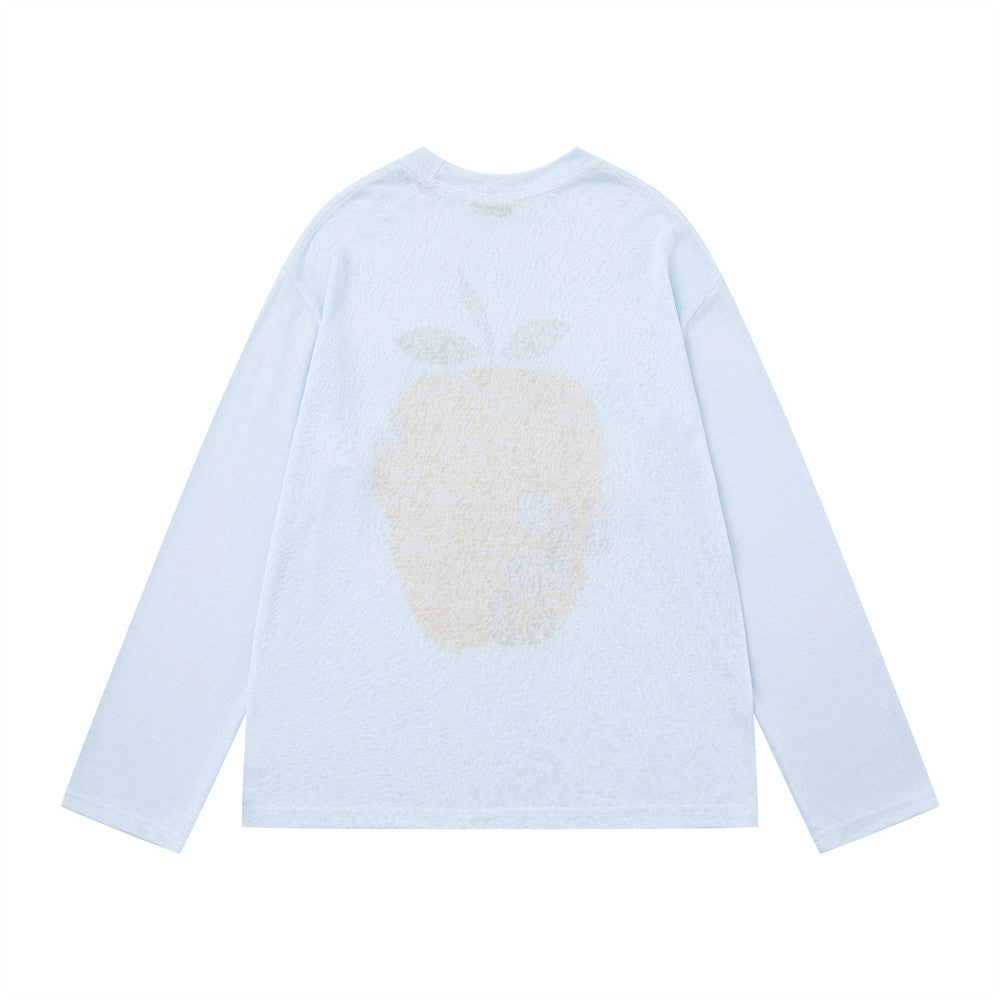 Langarmshirt mit Frucht-Print für Herren – Oversize-Rundhalsausschnitt, lässiges Oberteil