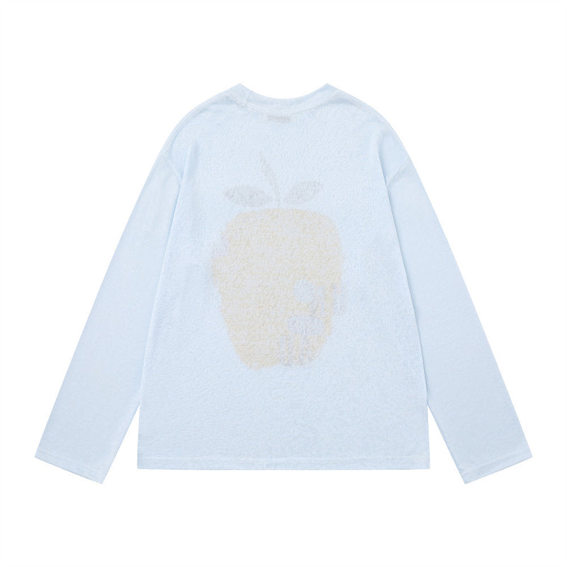 Langarmshirt mit Frucht-Print für Herren – Oversize-Rundhalsausschnitt, lässiges Oberteil