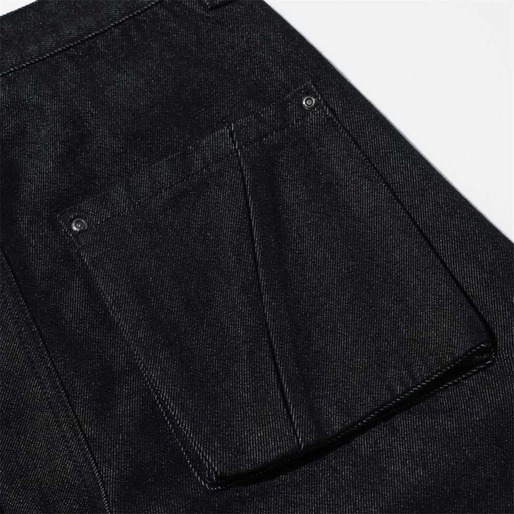 Black Baggy Cargo Jeans Men – Wide-Leg Denim with Large Utility Pockets