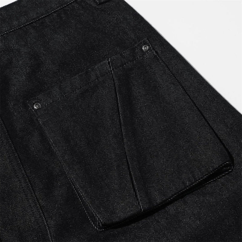 Black Baggy Cargo Jeans Men – Wide-Leg Denim with Large Utility Pockets