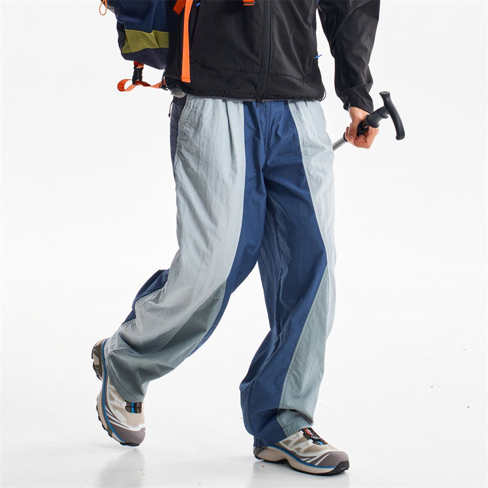 Wide-Leg Colorblock Track Pants – Relaxed Fit Outdoor Sport Trousers