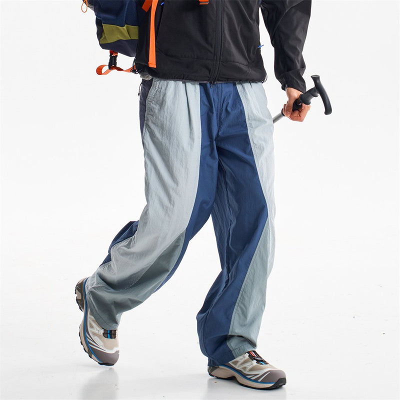 Wide-Leg Colorblock Track Pants – Relaxed Fit Outdoor Sport Trousers