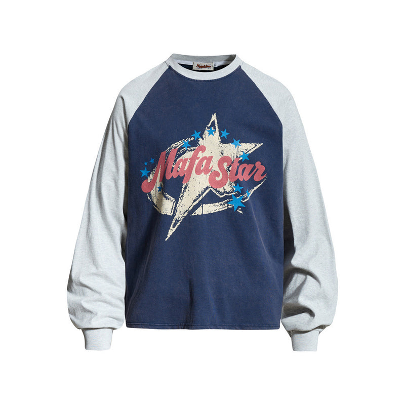 Long Sleeve Tee Shirts for Men – Mafa Star Graphic Raglan Colorblock Top