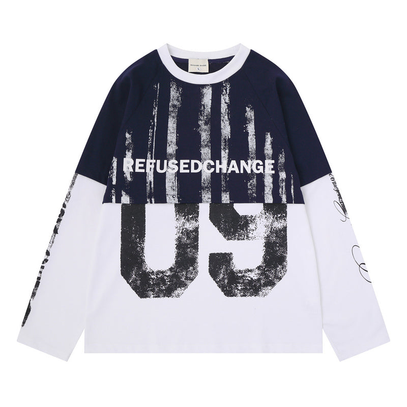 Fake-Zweiteiler-Colorblock-Langarmshirt für Herren – REFUSED CHANGE 09, verwaschen