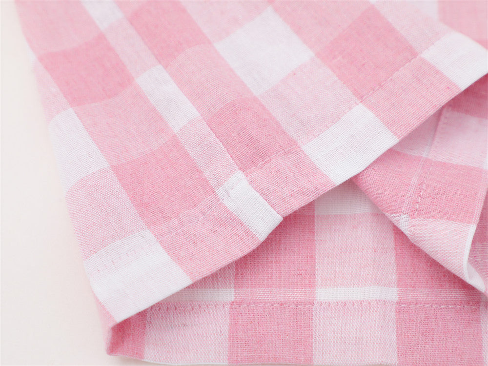 Oversized Gingham Check Short Sleeve Shirt with Embroidered Script Logo