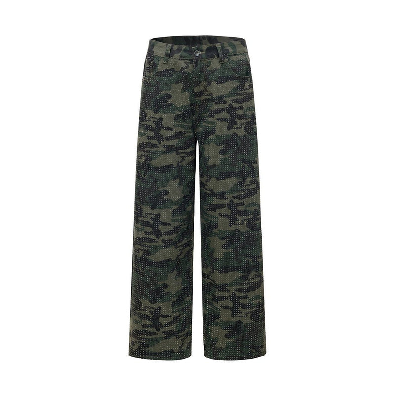 Camo-Hose mit weitem Bein und durchgehendem Strassdetail