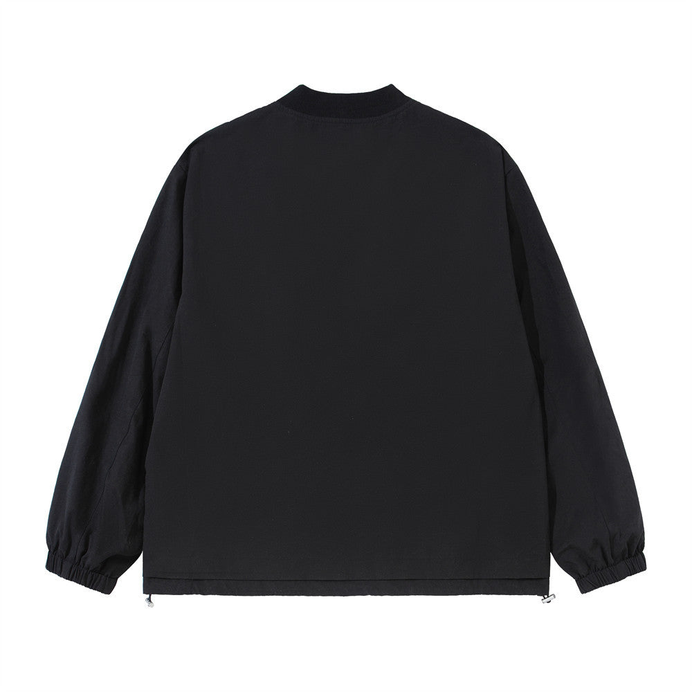 Men's Oversized Stand-Collar Zip-Up Jacket with Drawstring Hem