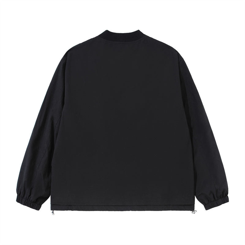 Men's Oversized Stand-Collar Zip-Up Jacket with Drawstring Hem