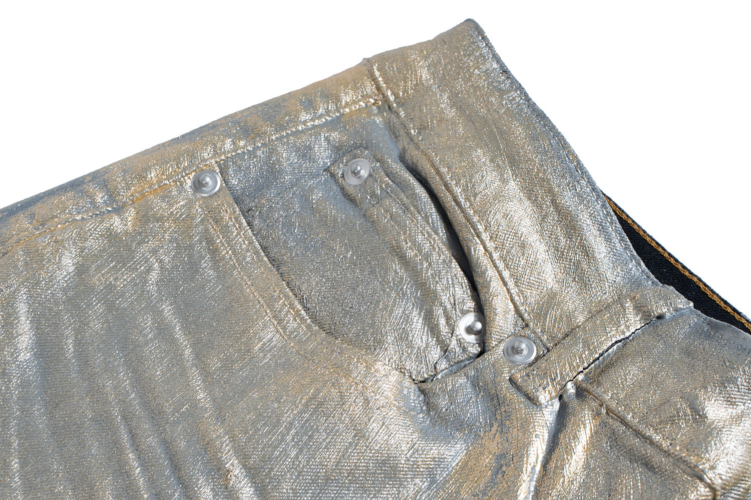 Jean flare métallisé doré – Pantalon en denim large à pattes d’éléphant