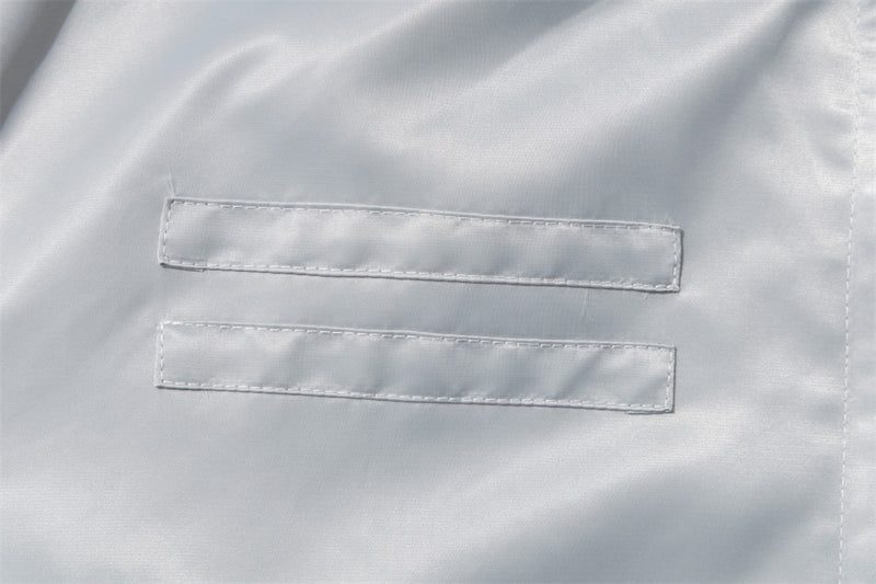 Men's Heavy Embroidery Stand Collar Satin Track Jacket with Tape Sleeves