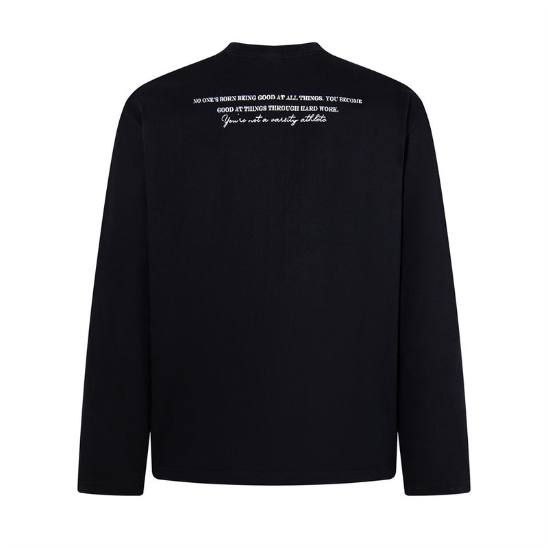 T-shirt manches longues à imprimé art abstrait – Col rond oversize graphique