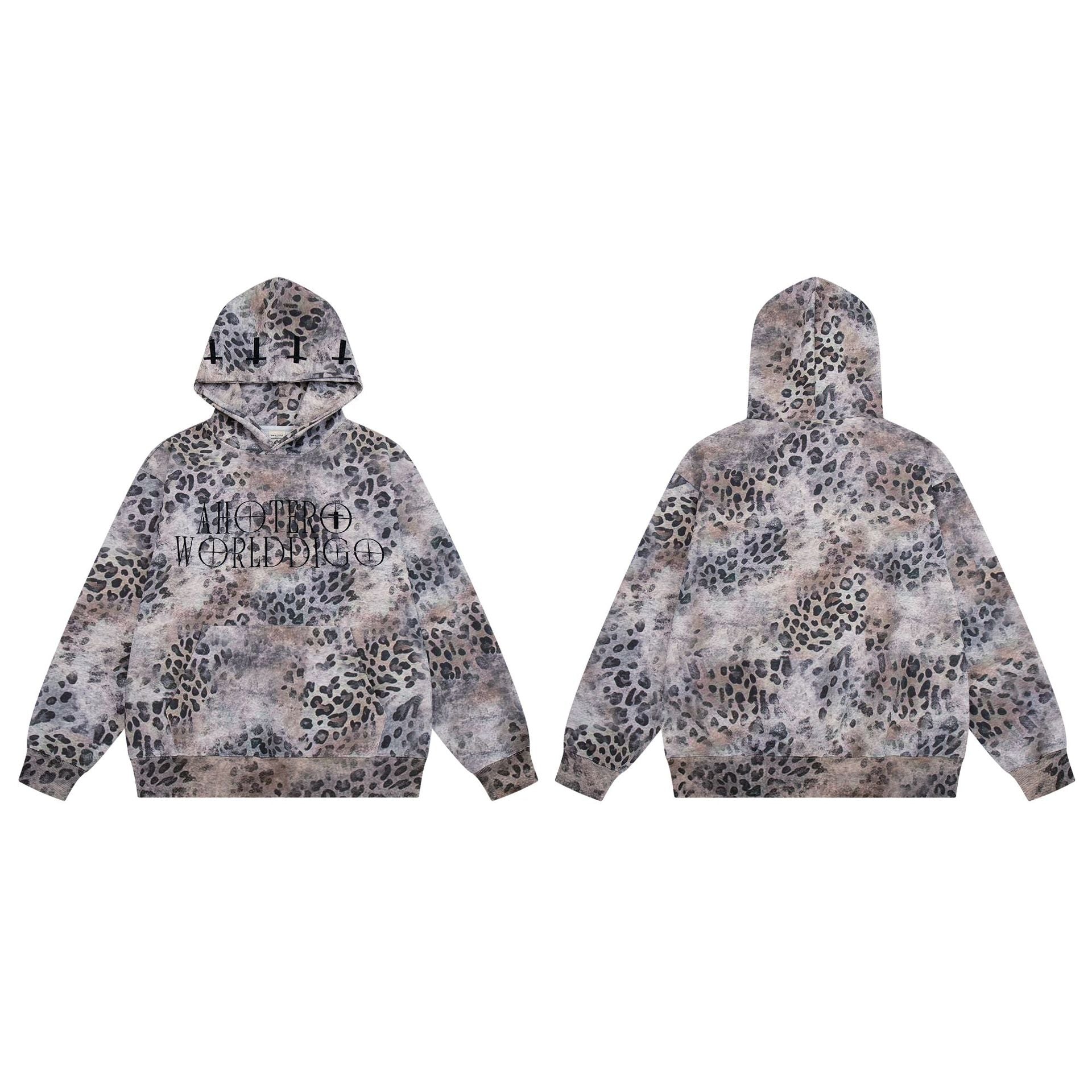 Oversized Hoodie mit Leopardenprint – Another-World-Grafik im Streetwear-Stil
