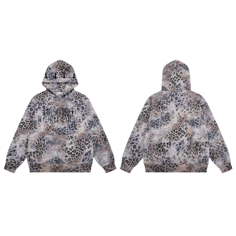 Oversized Hoodie mit Leopardenprint – Another-World-Grafik im Streetwear-Stil