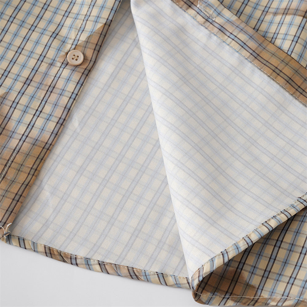 Plaid Short-Sleeve Shirt – Tie-Dye Washed Oversized Fit