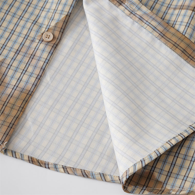 Plaid Short-Sleeve Shirt – Tie-Dye Washed Oversized Fit