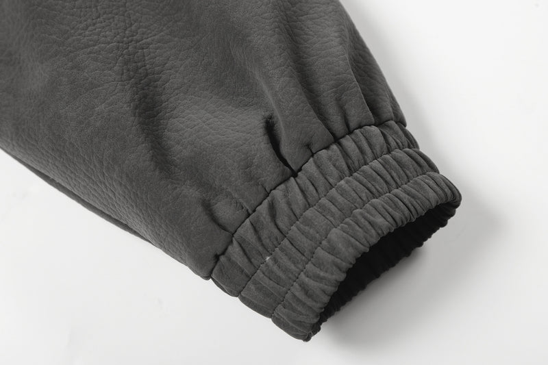 Blouson bomber oversize à capuche, vintage américain, broderie et suédine PU – Veste moto