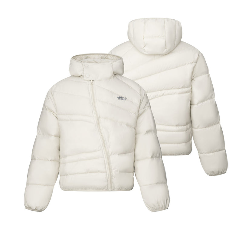 Chaqueta Plumífera con Capucha y Acolchado Diagonal – Corte Oversize