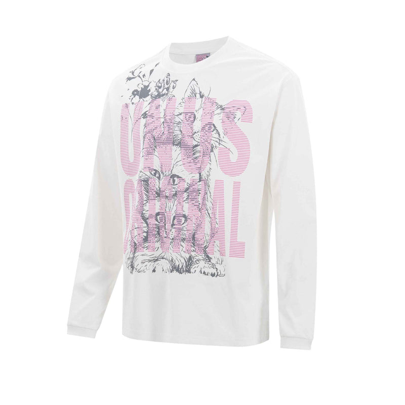 Tee-shirt graphique à manches longues – UNUS Original, imprimé chat, style streetwear