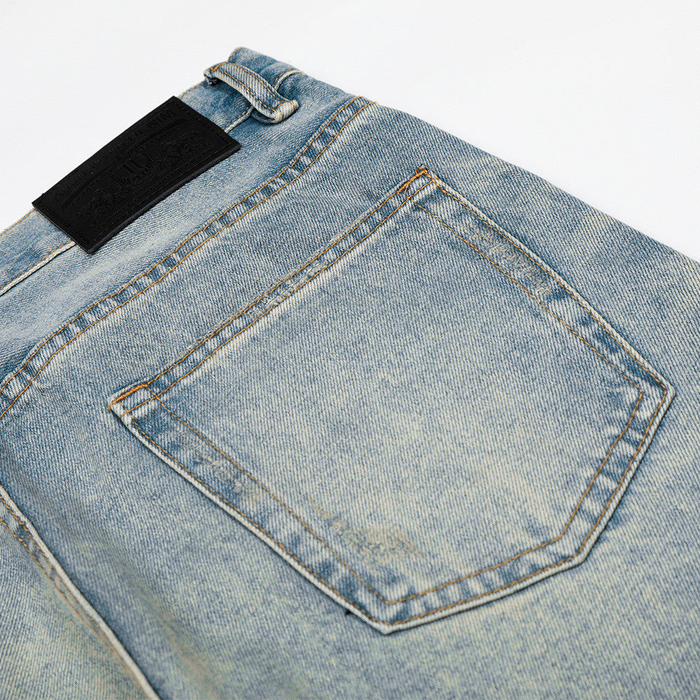 Wide-Leg Straight Jeans – American Vintage Washed Denim