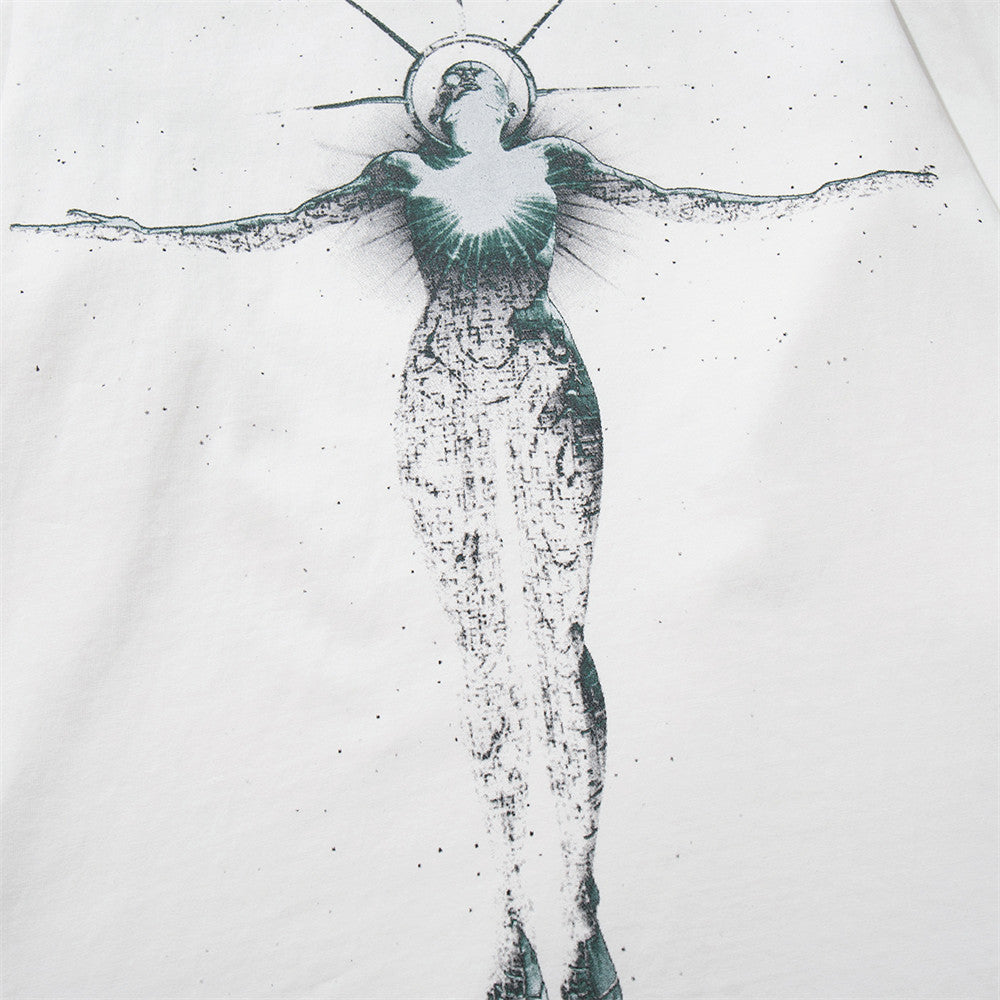 Herren-Longsleeve mit Print – Oversized-Rundhals und Figurenmotiv