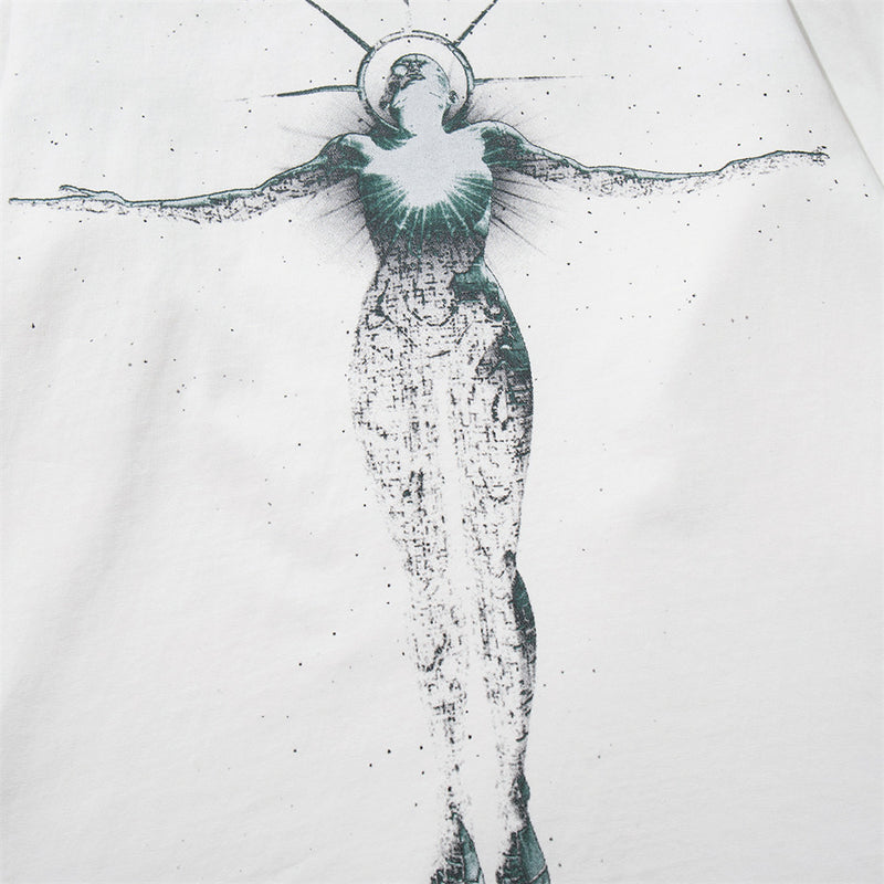 Herren-Longsleeve mit Print – Oversized-Rundhals und Figurenmotiv