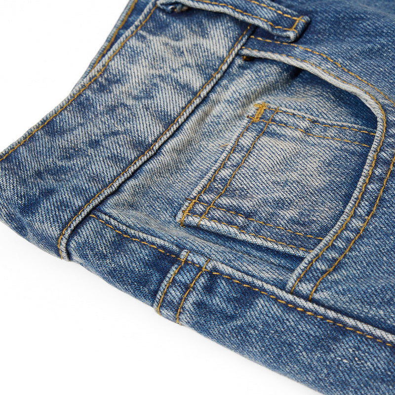 Vaqueros azules para hombre – Pantalón vaquero recto vintage lavado, de pierna ancha y corte baggy
