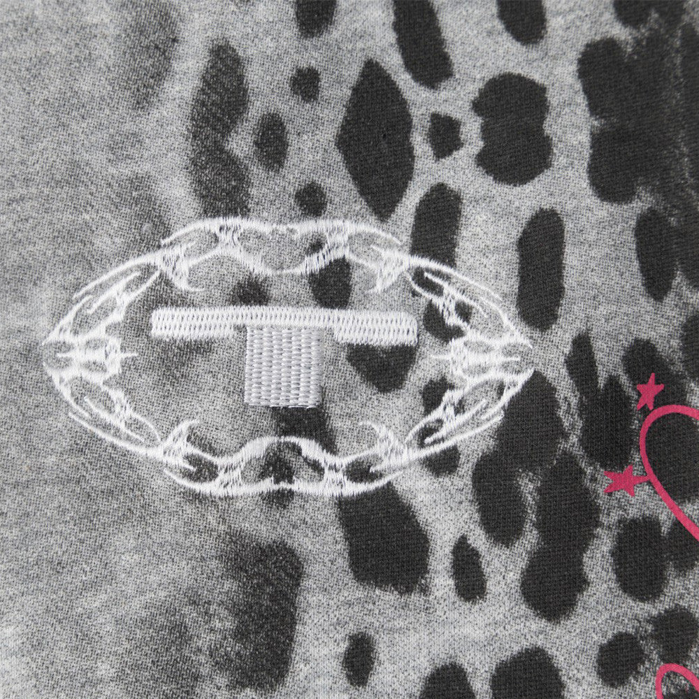 Pantalones de chándal punk de pierna ancha con estampado de leopardo degradado – Corte relajado para hombre