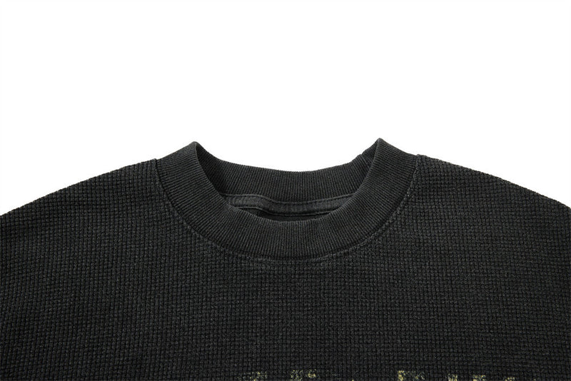 Men's Black Long Sleeve Shirt – Led Zeppelin Vintage Band Graphic Waffle Knit