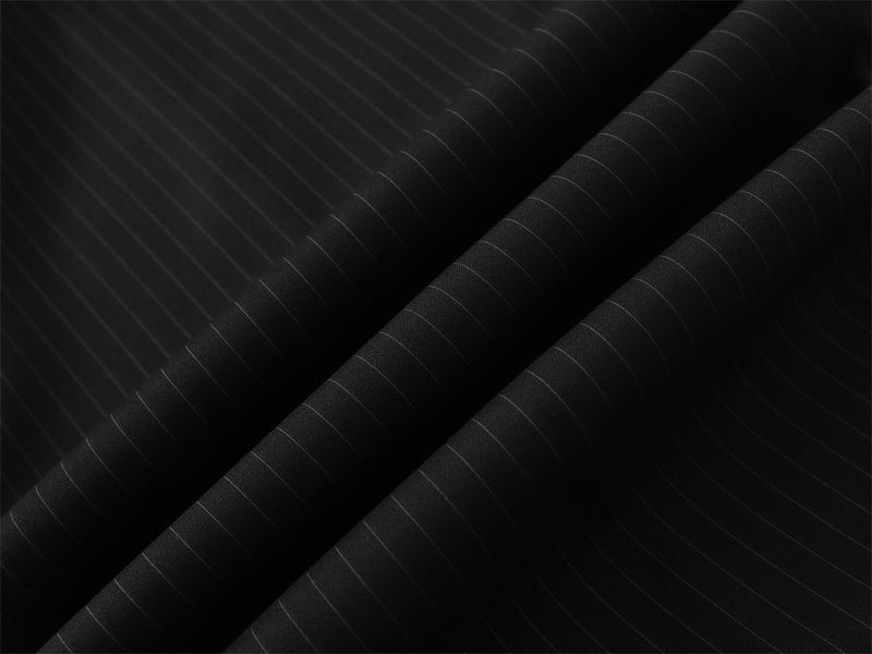 Black Pinstripe Wide-Leg Trousers – Pleated Relaxed Fit Dress Pants