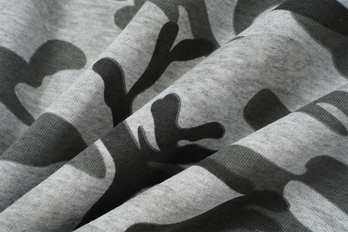 Wide-Leg Camo Sweatpants with Skeleton & Cross Patches