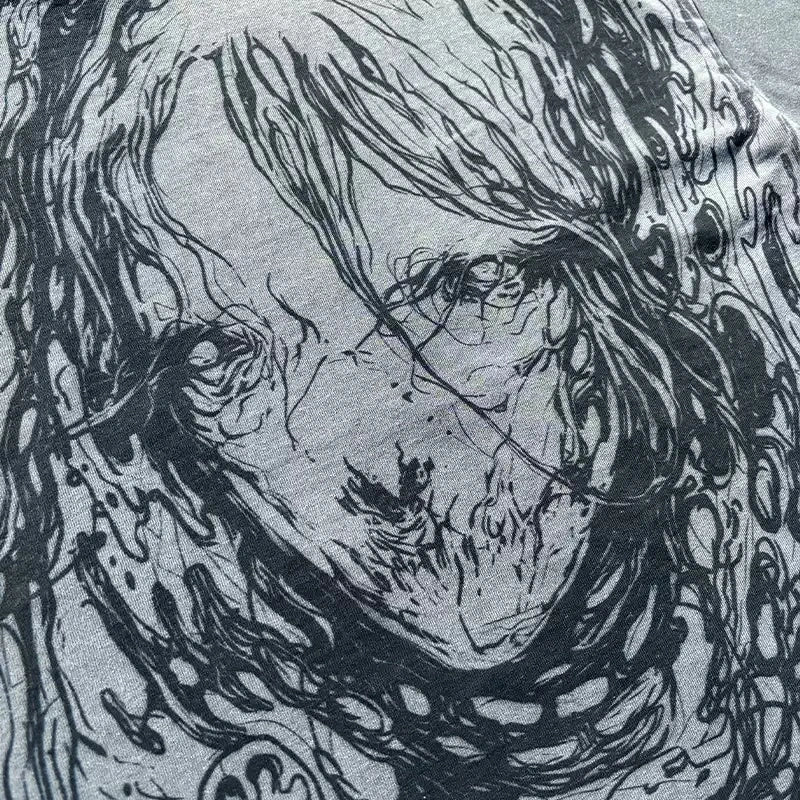 Dark Art Sketch Figure Oversized Vintage Wash Graphic T-Shirt