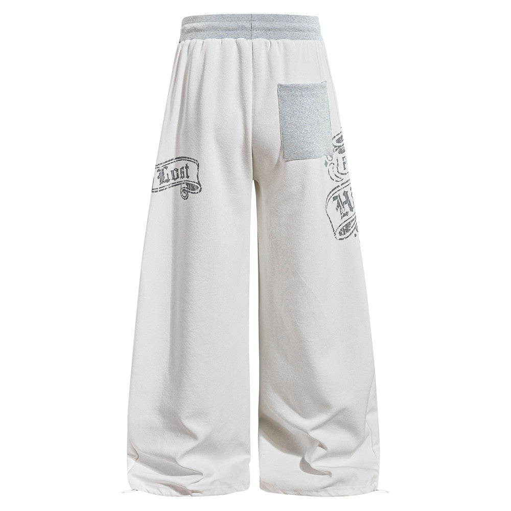 Gothic Graphic Wide-Leg Sweatpants – Men's Oversized Hip-Hop Street Pants with