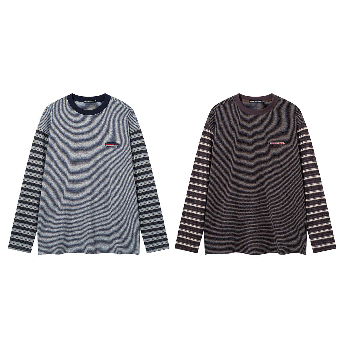 Long Sleeve Striped Colorblock T-Shirt – Oversized Relaxed Fit