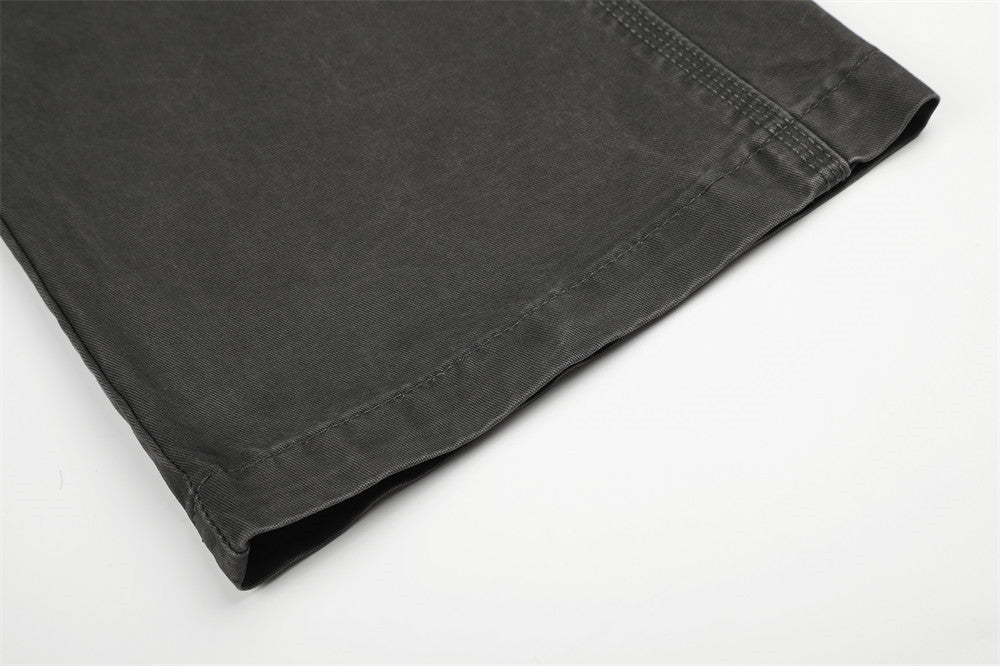 Pantalon cargo gris délavé à rivets pour homme – Coupe ample et décontractée