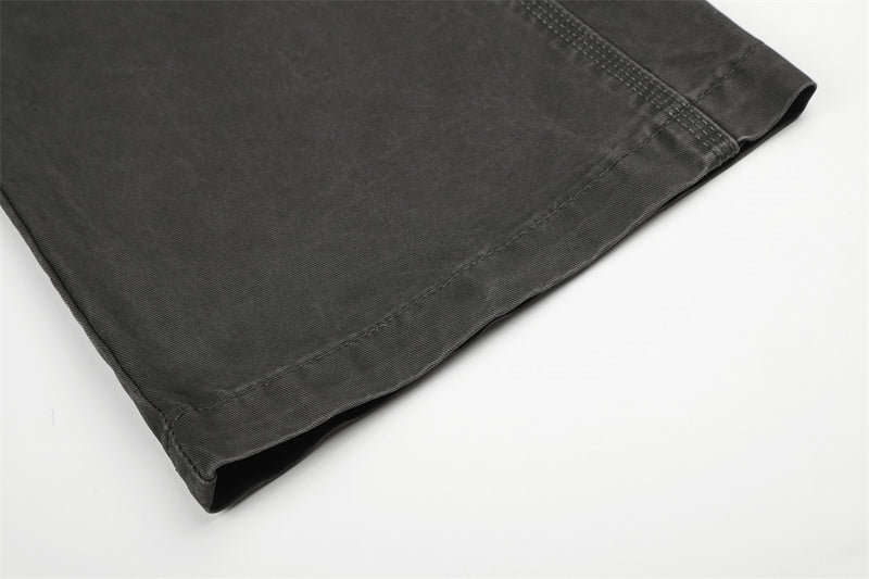 Pantalon cargo gris délavé à rivets pour homme – Coupe ample et décontractée