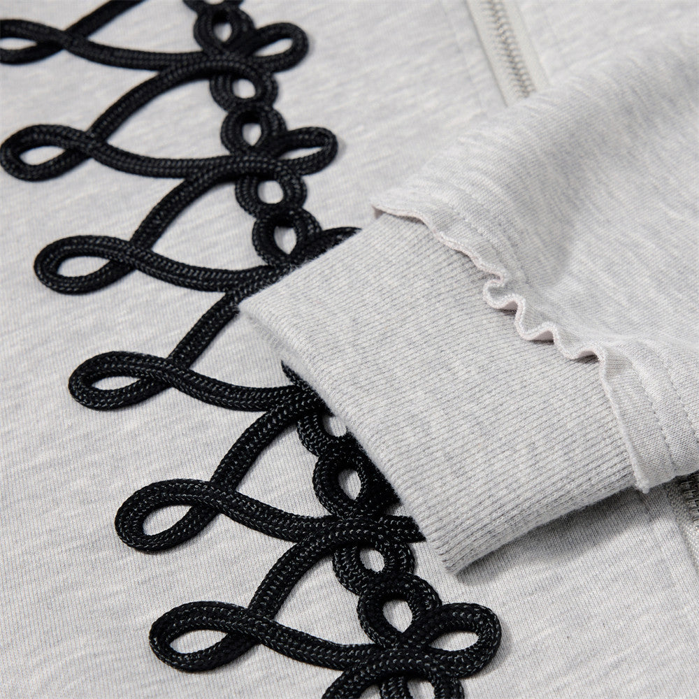 Oversized Zip-Up Hoodie Men – Rope Lace Detail Wide-Leg Sweatpants Set