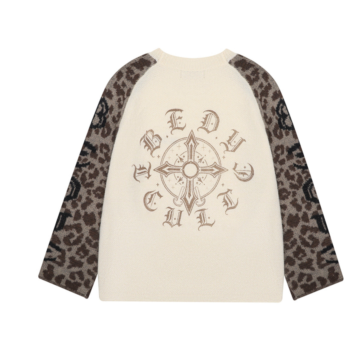 Leopard Print Raglan Knit Sweater – American Vintage Streetwear Crewneck