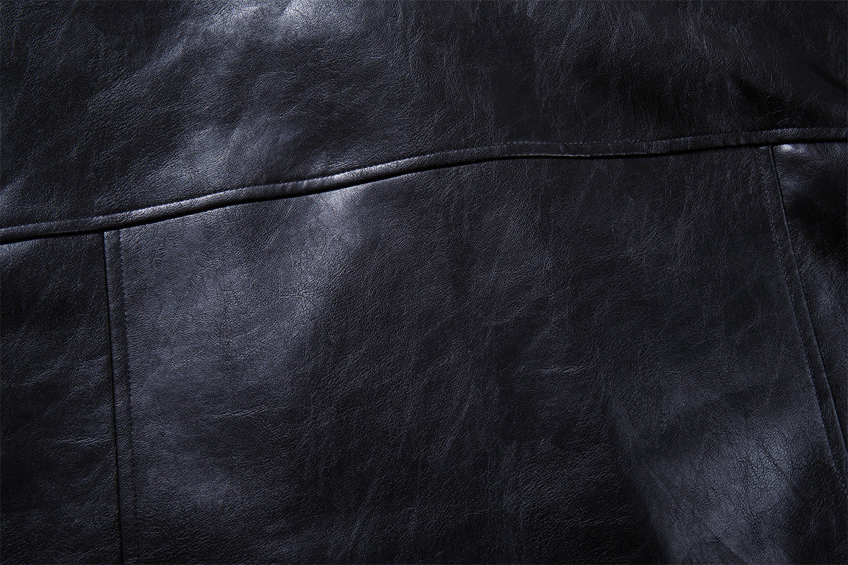 Men's Black Faux Leather Moto Jacket – Relaxed Fit Biker Style