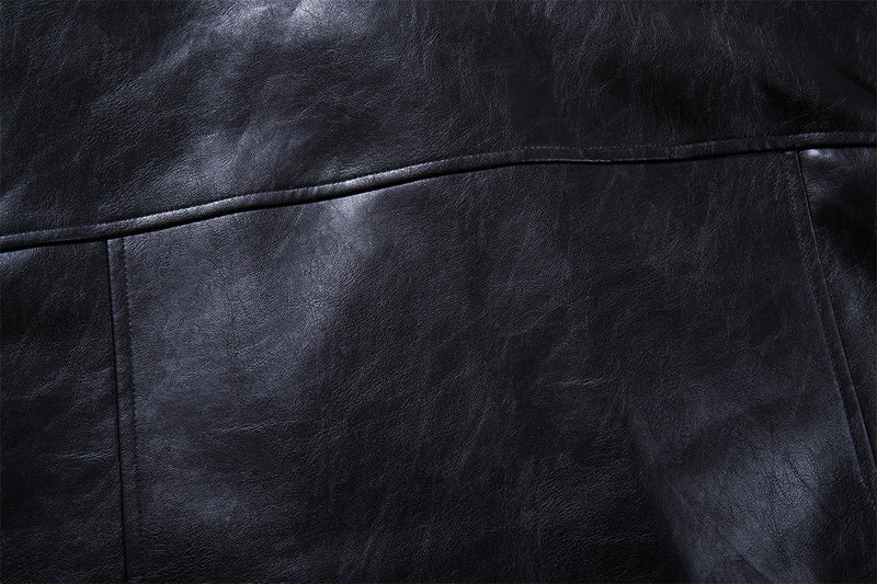 Men's Black Faux Leather Moto Jacket – Relaxed Fit Biker Style